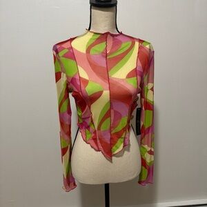 Hot Kiss Mesh Colorful Top
